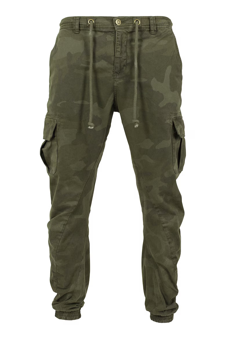 Pantaloni cargo cu imprimeu camuflaj